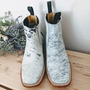 cowhide ankle boots